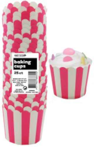 Baking Cups - Pink Stripes - Click Image to Close